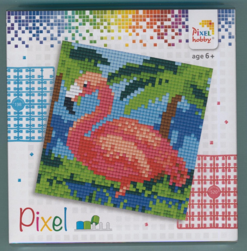 px44014 Pixelhobby Set 4 kleine Basisplatten Flamingo