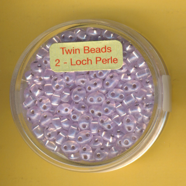 9671-05514 Glasperlen Twin Beads 2,5x5mm hellamethyst silbereinzug 12g