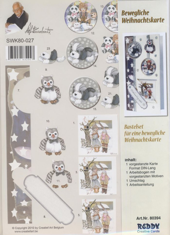 80394 Bewegliche Weihnachtskarte Hund - Kinder