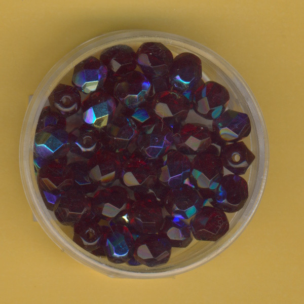 60890110 Glasschliffperlen 6mm granatrot AB 50 Stück