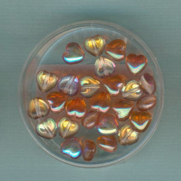 3098535 Glasherzen 6mm kristall orange rainbow 25 Stück