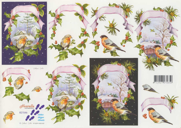 821546 3D Motivbogen A4 Vogel im Winter