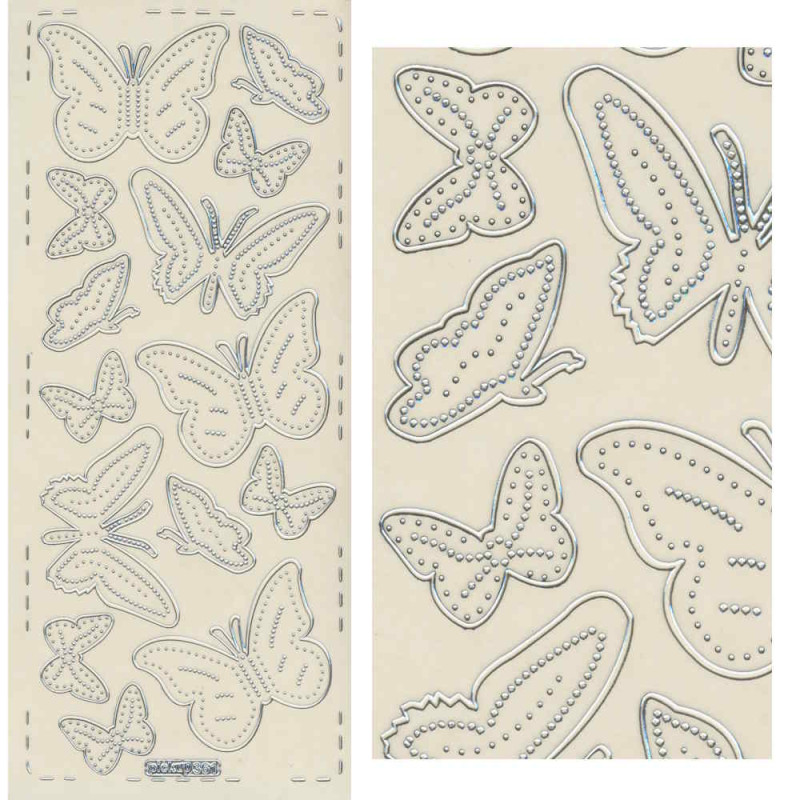 pu361s Sticker Schmetterling 6 silber transparent