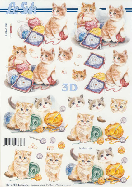 8215.783 3D Motivbogen A4 Spielende Katzen