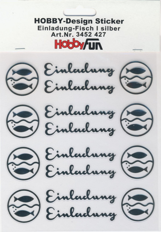 3452427 Hobby Design Sticker Einladung Fisch I silber