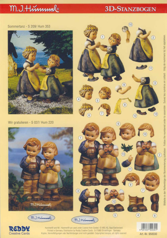 950030 3D Stanzbogen A4 M I Hummel Sommertanz