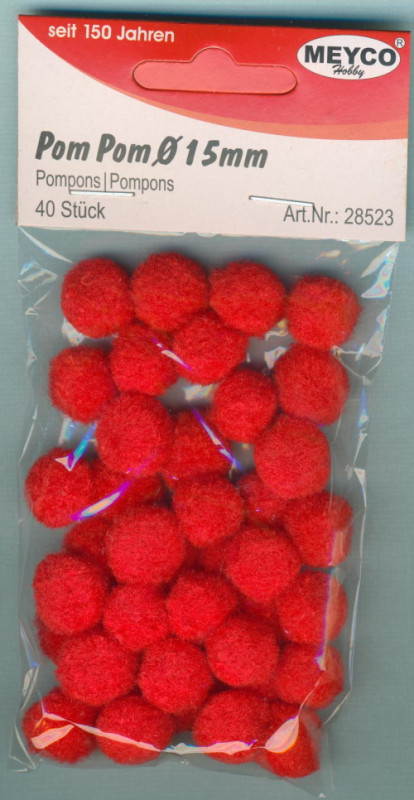 28523 Pom Pom 15mm rot 40 Stück