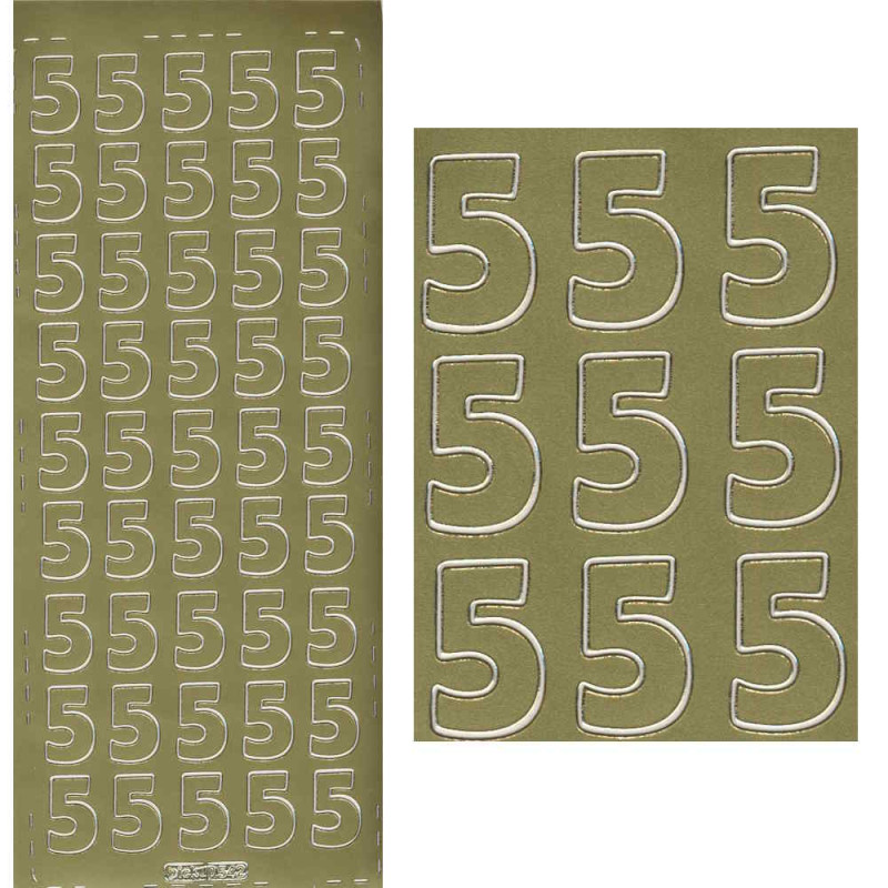 pu542g Sticker Ziffer 5 20mm gold