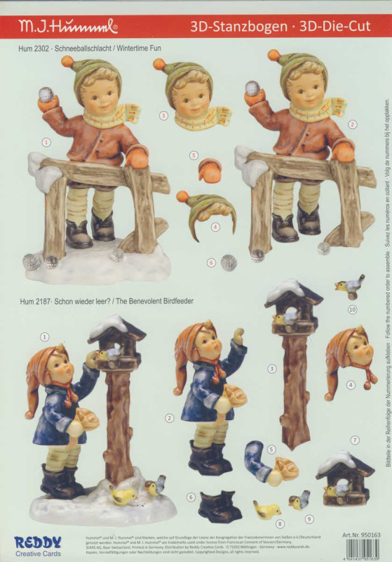 950163 3D Stanzbogen A4 M I Hummel Schneeballschlacht