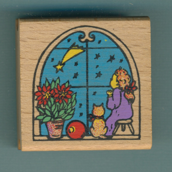 61223003 Holzstempel Weihnachtsfenster 4,5x4,5cm
