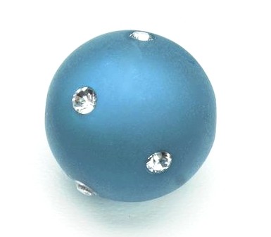 Polarisperle 14mm mit Swarovski-Strass blau