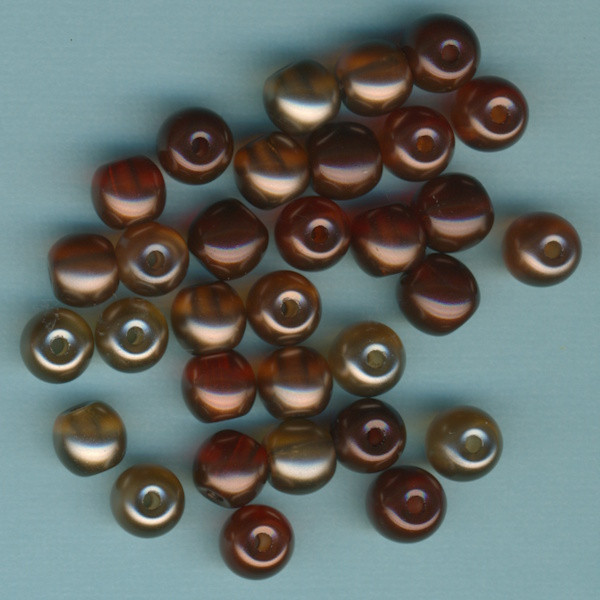14471000 Glaswachsperlen 10mm halb-transp. braun mix 32 Stück