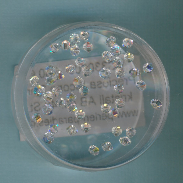 pc330200 Preciosa Bicone 3mm kristall AB 48 Stück