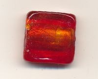 Glasflachperle Viereck 20x20x6 mm rot