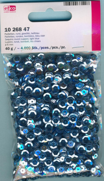 1026847 Pailletten gewölbt 6mm hellblau 40g