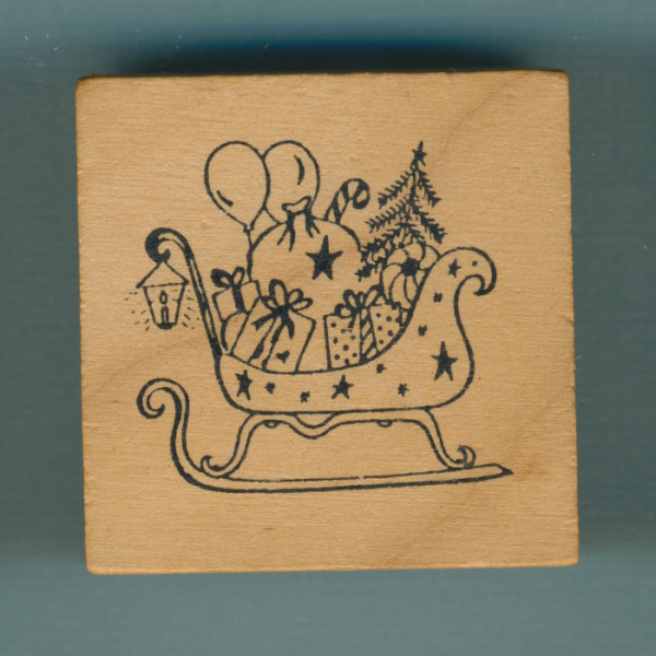61223011 Holzstempel Weihnachtsschlitten 4,5x4,5cm