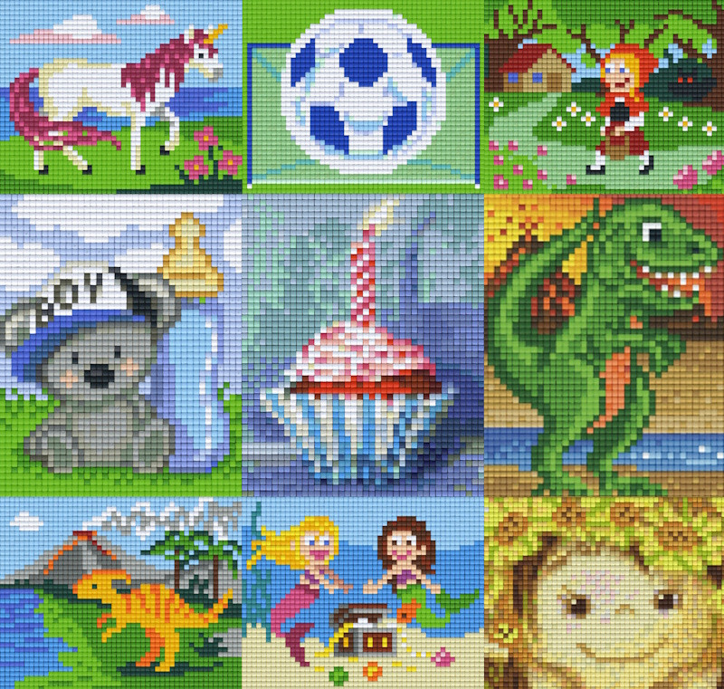 Pixelhobby Set Dinosaurier Einhorn Rotkäppchen und vielen mehr