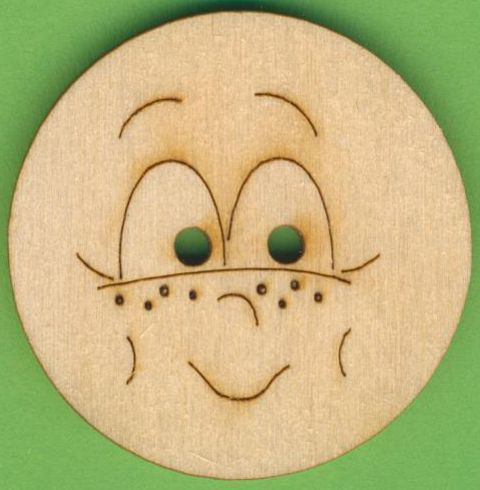 buh0540 Holzknopf Gesicht Design 3 4cm