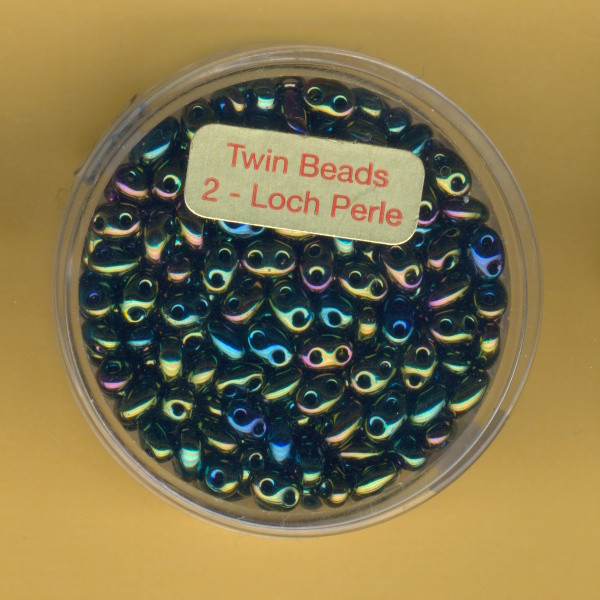 9671-05614 Glasperlen Twin Beads 2,5x5mm grün iris 12g