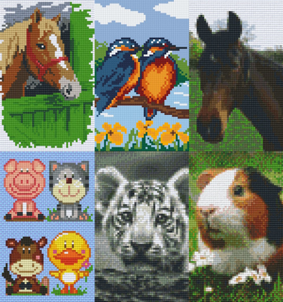 Pixelhobby Klassik Sets Tiermotive mit 2 Basisplatten