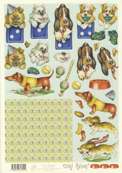 2601 3D Motivbogen A4 Spielende Hunde