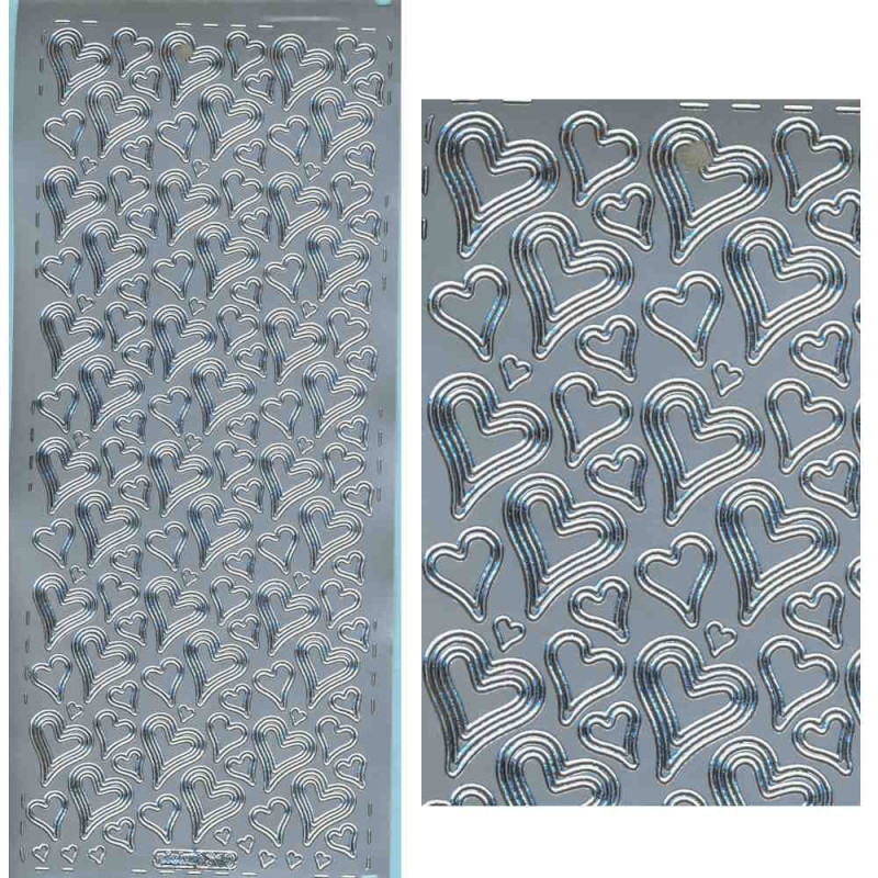 pu310s Sticker Herzen 6 silber