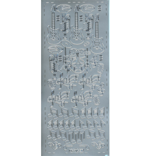 pu487s Sticker Musikinstrumente silber