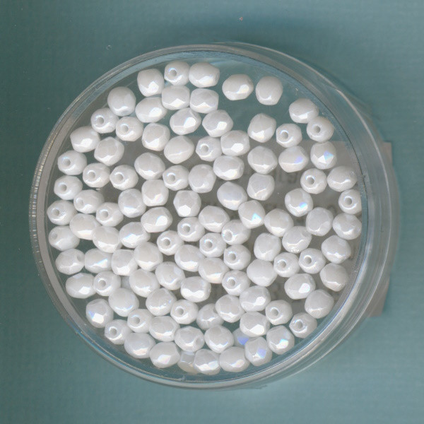 3021402 Glasschliffperlen 3mm weiß glanz 100 Stück