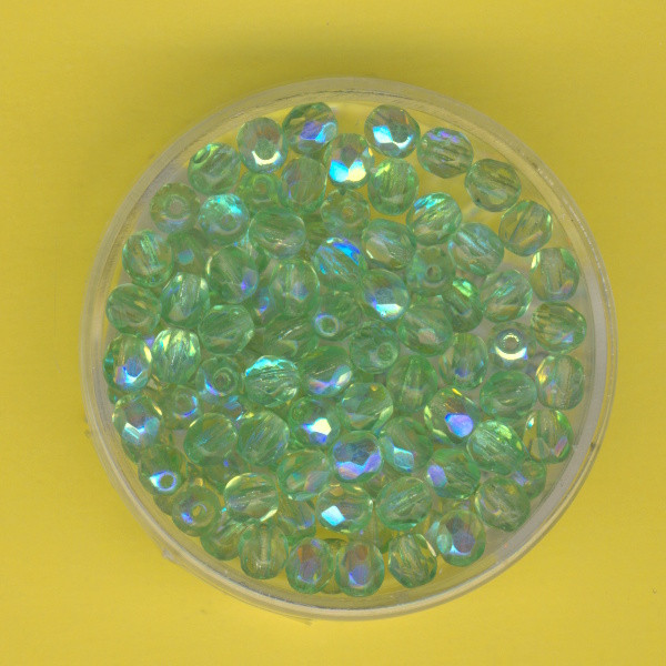40850500 Glasschliffperlen 4mm transp. peridot AB 100 Stück
