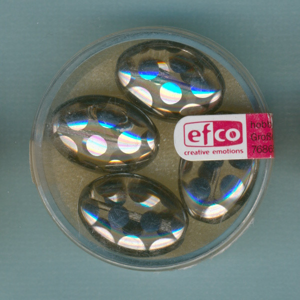2132403 Glasperlen Vitrail oval 20x14mm silberpunkte 4 Stück