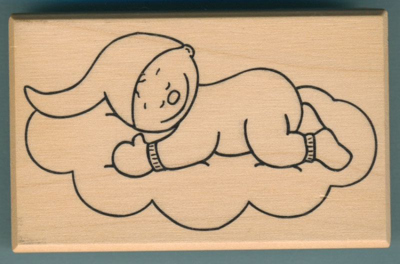 91190 Holzstempel Baby Junge schlafend 8x5cm