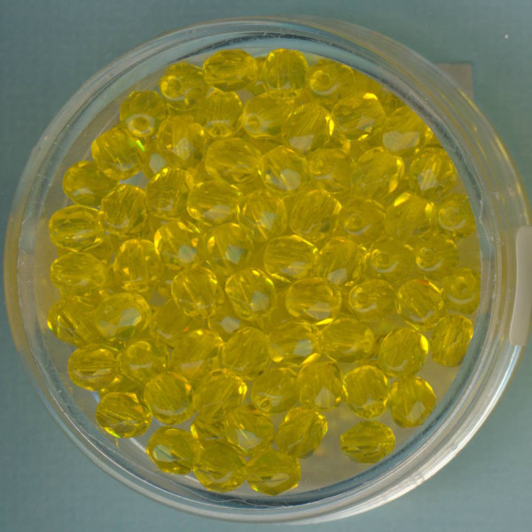 0730-04085 Glasschliffperlen 4mm transparent gelb 100 Stück