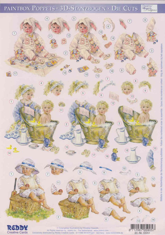 83051 3D Stanzbogen A4 Paintbox Poppets 2