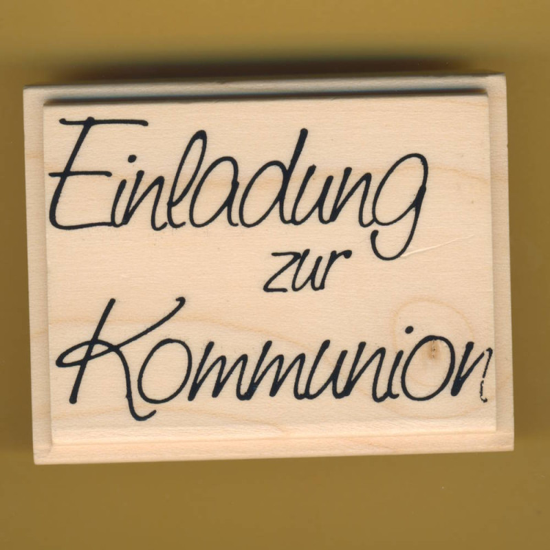 1800100 Holzstempel Einladung zur Kommunion 6,5x5cm