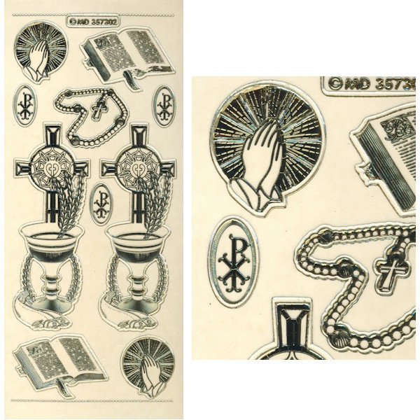 357302 Sticker Kommunion 4 gold transparent