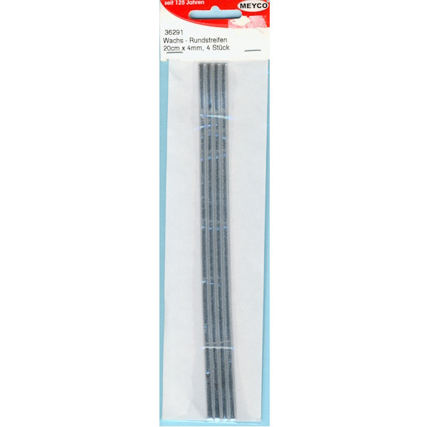 36291 Kerzen Wachsstreifen rund 200x4mm silber 4 Stück