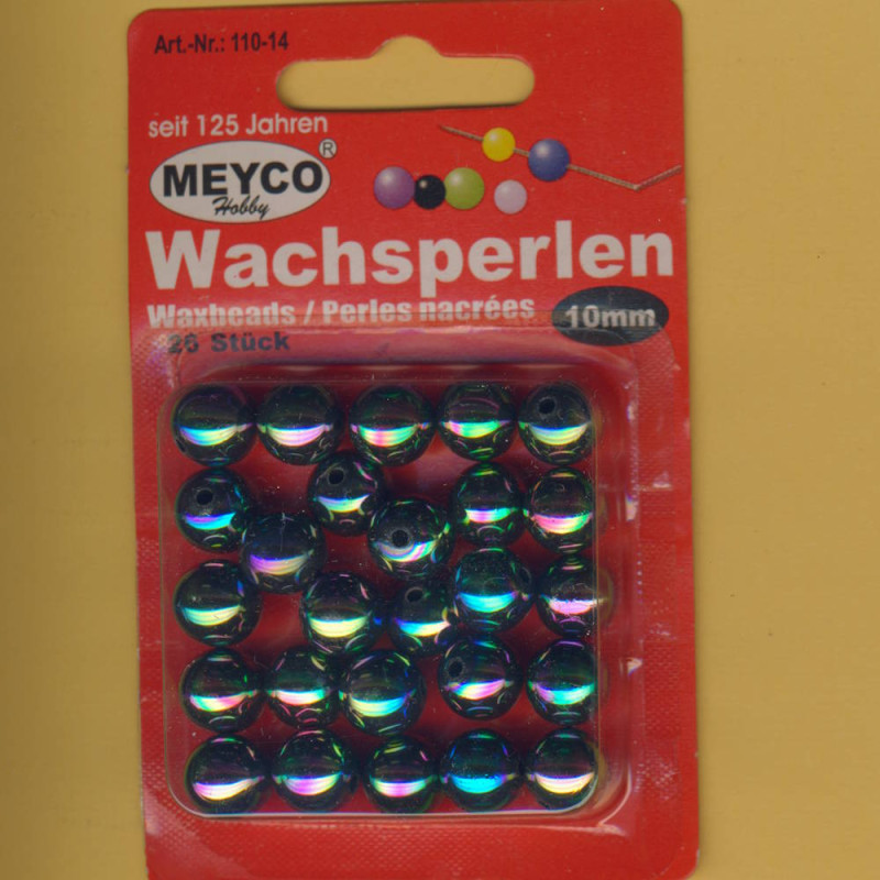 110-14 Wachsperlen 10mm regenbogen 26 Stück