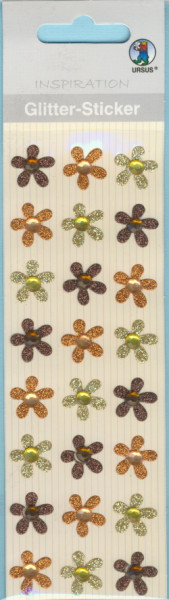 75000008 Glitter Sticker Blüten braun