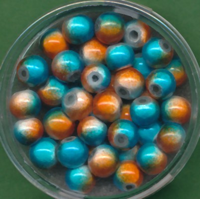Miracle-Beads 6mm orange-türkis