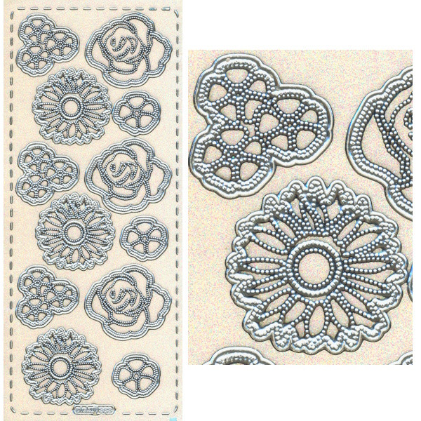 pu363si Sticker Blumen 6 silber irisierend