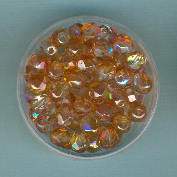 6098535 Glasschliffperlen 6mm orange rainbow kristall 50 Stück