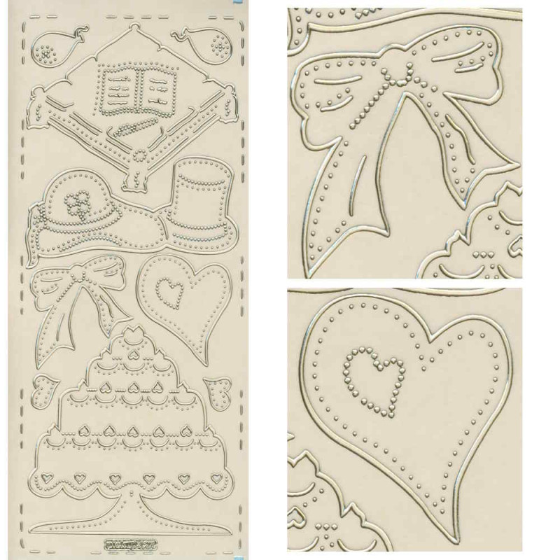pu427g Sticker Hochzeit 6 gold transparent