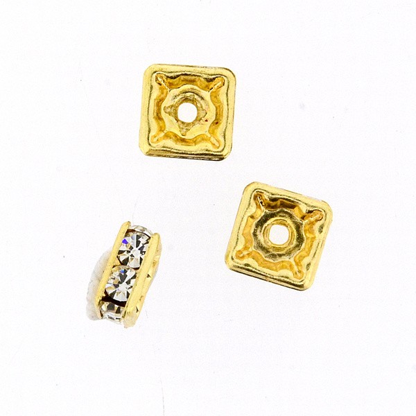 Strass-Viereck 6x6mm gold-kristall