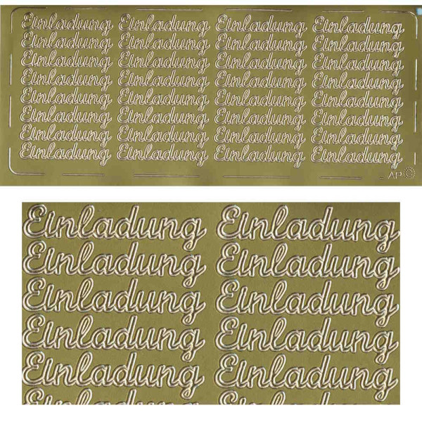 pu035g Sticker Einladung 5 gold