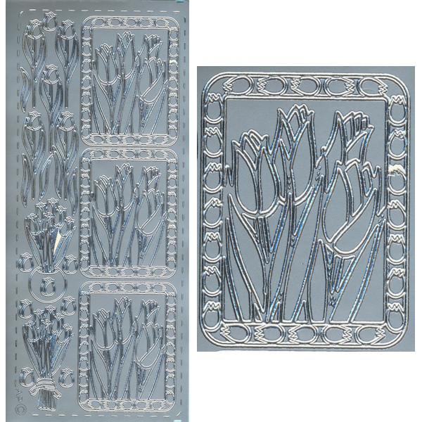 pu047s Sticker Tulpen silber