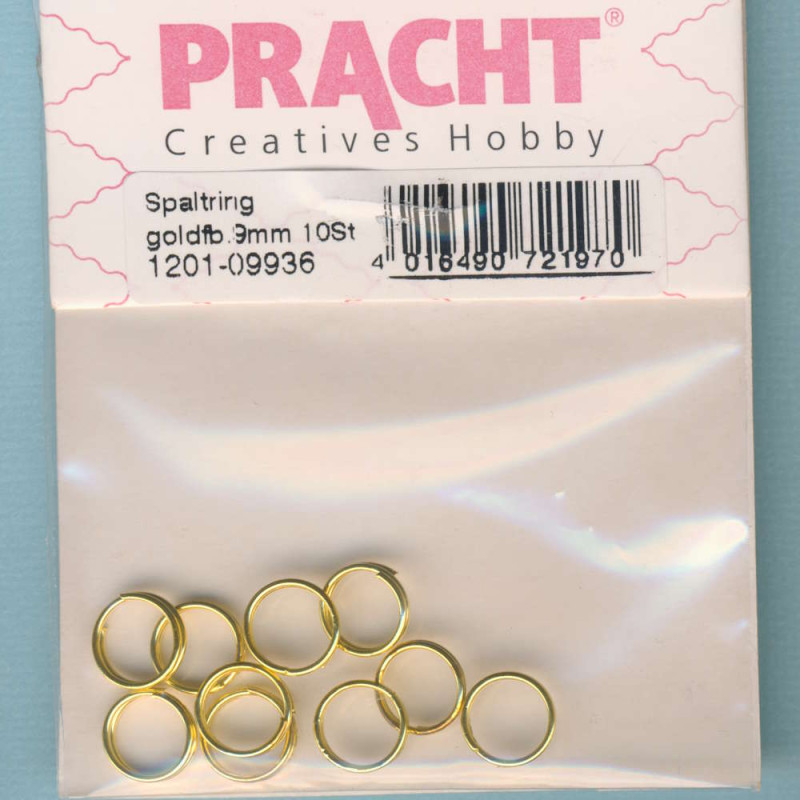 1201-09936 Spaltringe 9mm goldfarben 10 Stück