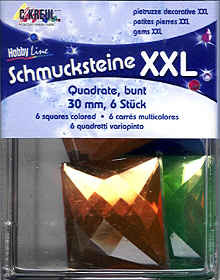 49665 Schmucksteine quadrat, bunt 30mm