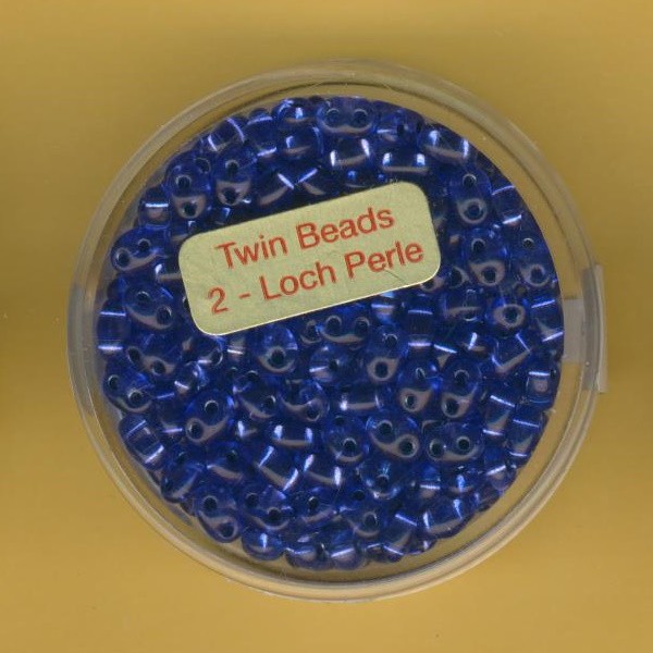967105064 Glasperlen Twin Beads 2,5x5mm blau silbereinzug 12g