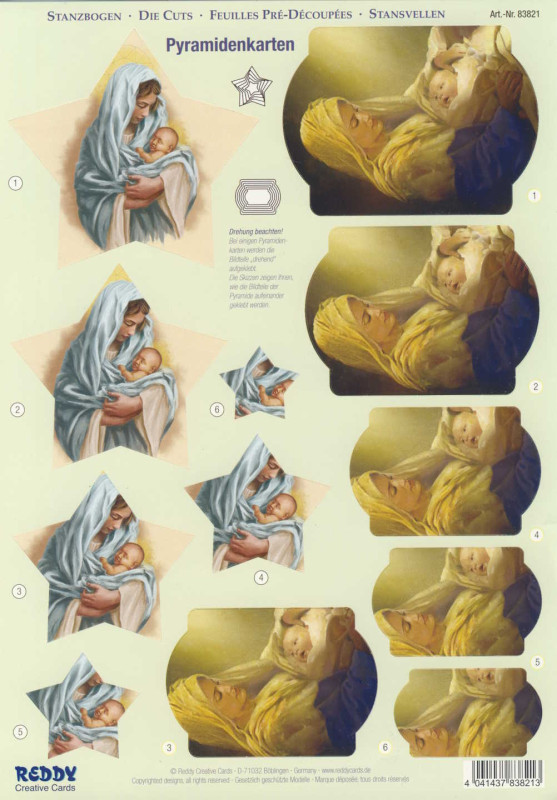 83821 3D Stanzbogenset Pyramidenkarten Heilige Familie