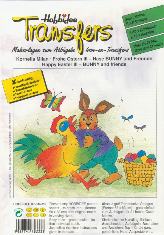 0701623 Bügeltransfers für Stoff und Seide Frohe Ostern III